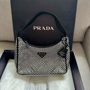 PRADA Satin Crystal Mini Re-Edition 2000 Bag